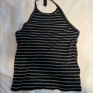 Black and white striped halter top from american eagle, size medium
